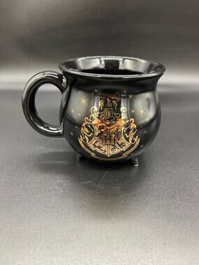 Harry Potter Cauldron Footed Black & Gold H Coffee Mug Cup Warner Bros.
